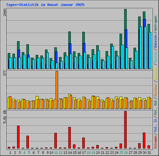 Tages-Statistik im Monat Januar 2025